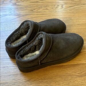 UGG Women’s Dark Brown Suede Slip-Ons